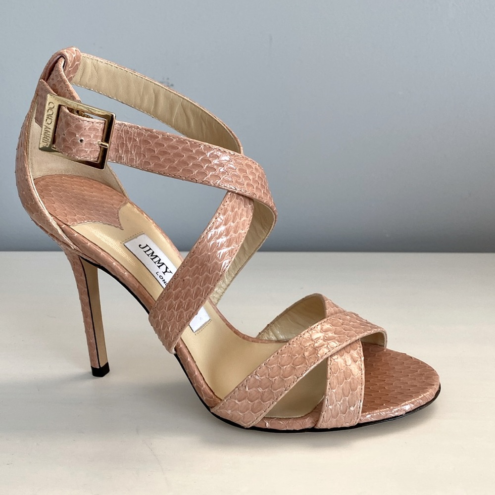Jimmy Choo Elaphe Snake Leather Heels in Blush- Brand New, EUR 37.5